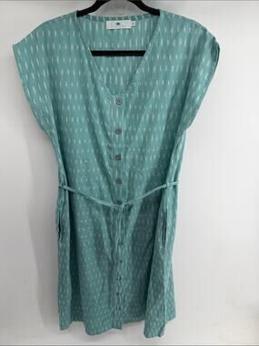 Passion Lilie 100% modal woven print button up tie waist midi shirt dress sz XL